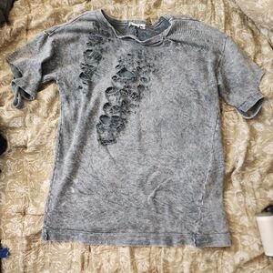Maeve Anthropologie Small Distressed Gray T-Shirt